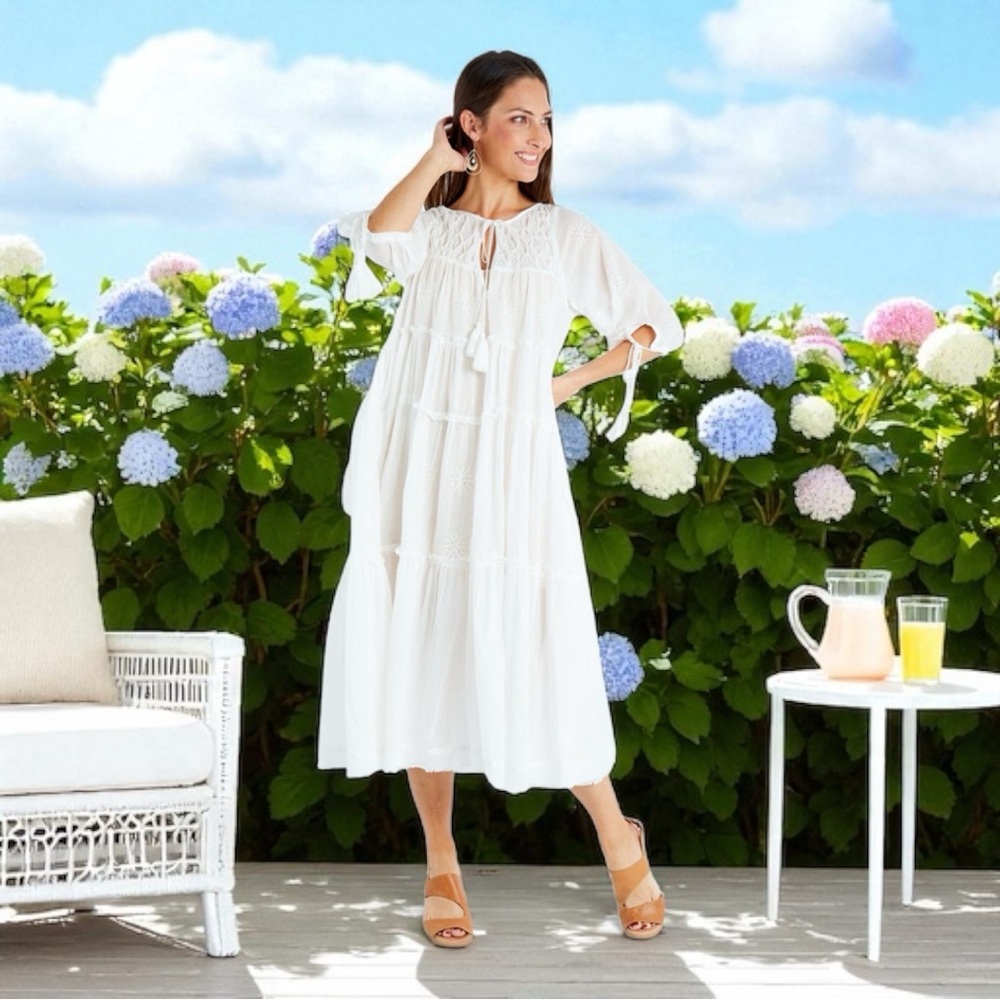 Sundance Talisman Frederico Tiered Dress in White | SMALL/MEDIUM NWT